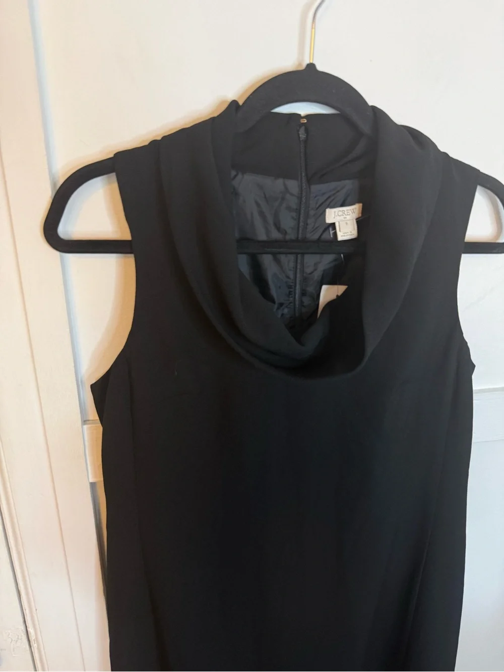 NWT J.Crew Black Crepe Cowl Neck Shift Dress